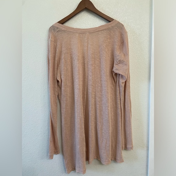 Free People Anna Burnout High Low Long Sleeve Distressed V-Neck Tee - Picture 3 of 8